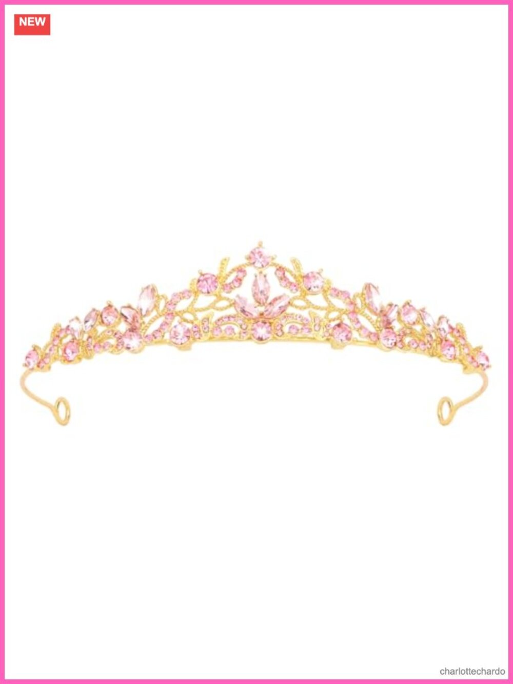 Gold Floral Crystal Tiara Princess Crown Wedding Birthday Hair Accessory